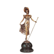 Weibliche Kunstsammlung Bronze Skulptur Zepter Lady Decor Messing Statue TPE-691